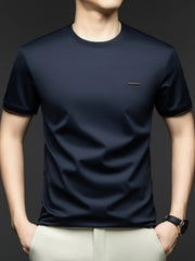 Men's Plus Size Round Neck Short Sleeve T-Shirt Dark Blue / M