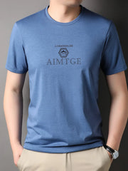 Men's Plus Size Round Neck Short Sleeve T-Shirt Dusty Blue / M