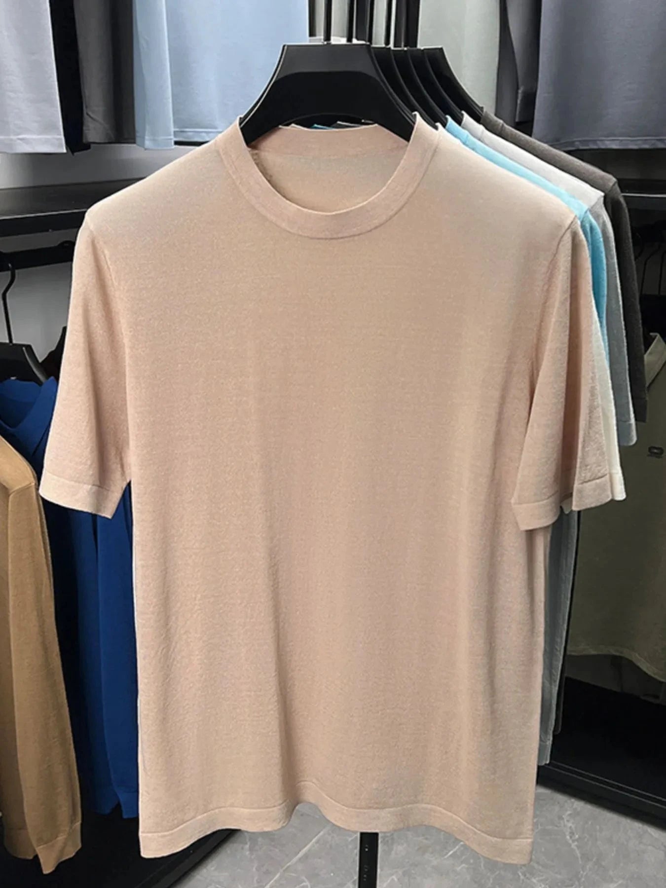 Men's Plus Size Round Neck Short Sleeve T-Shirt Khaki / M