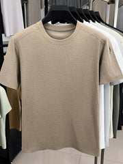 Men's Plus Size Round Neck Short Sleeve T-Shirt Khaki / M