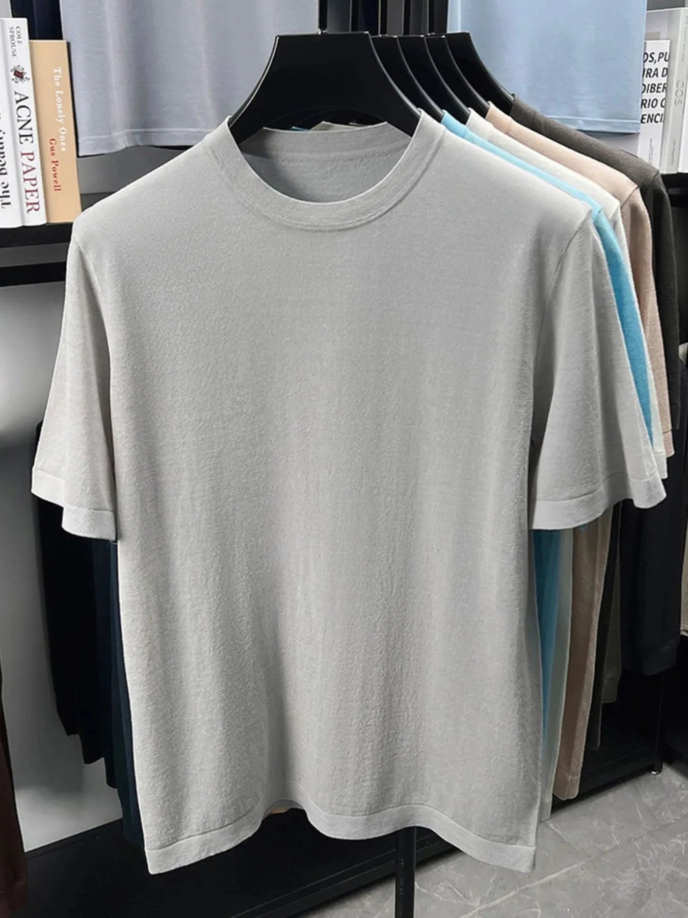 Men's Plus Size Round Neck Short Sleeve T-Shirt Light Gray / M