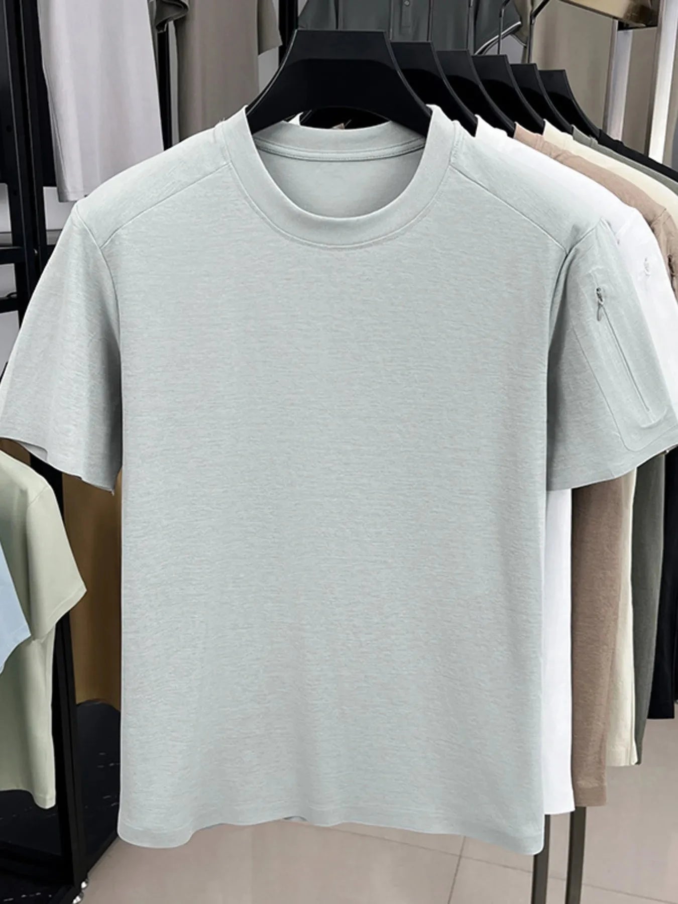 Men's Plus Size Round Neck Short Sleeve T-Shirt Light Gray / M