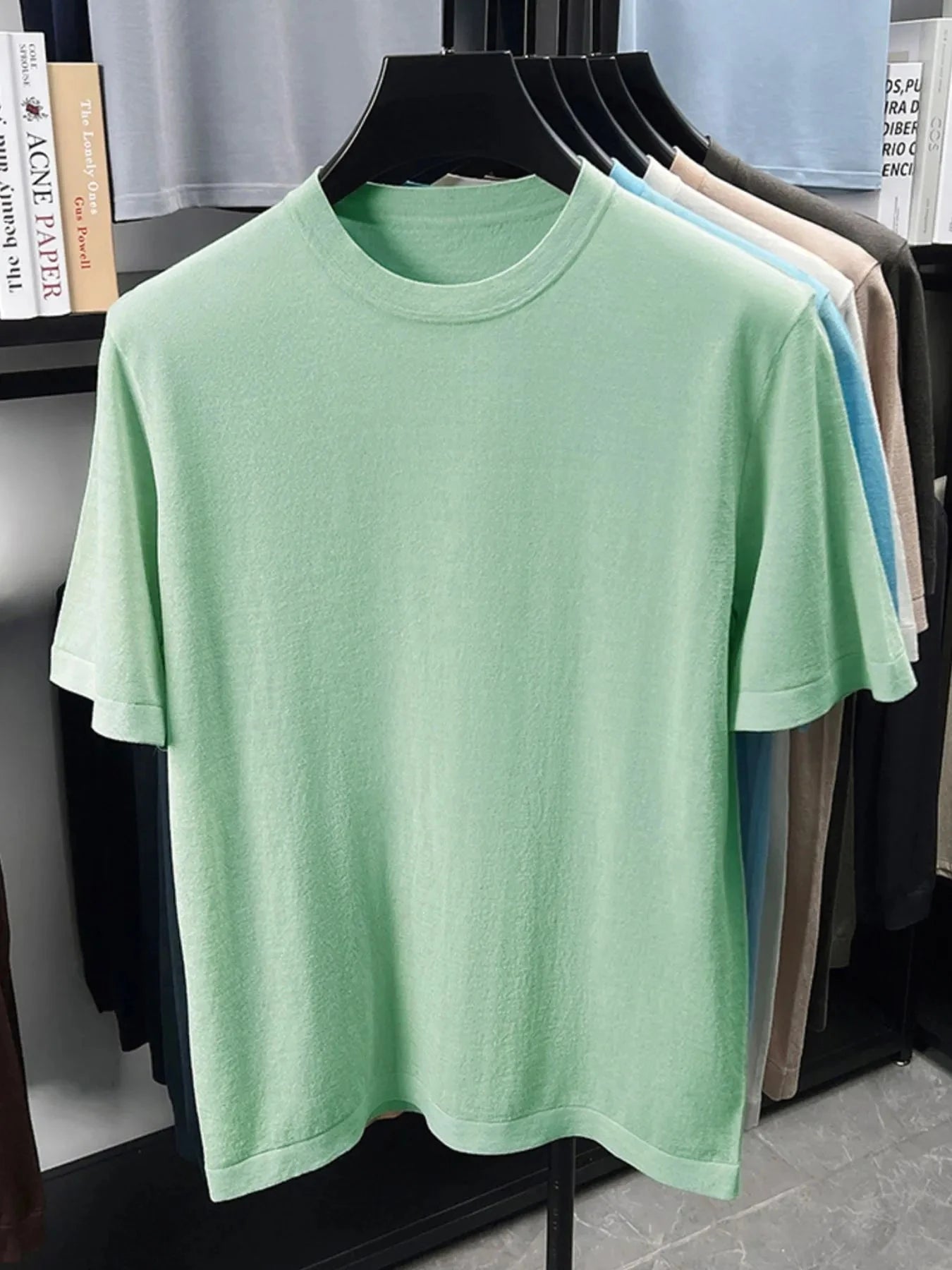 Men's Plus Size Round Neck Short Sleeve T-Shirt Matcha Green / M
