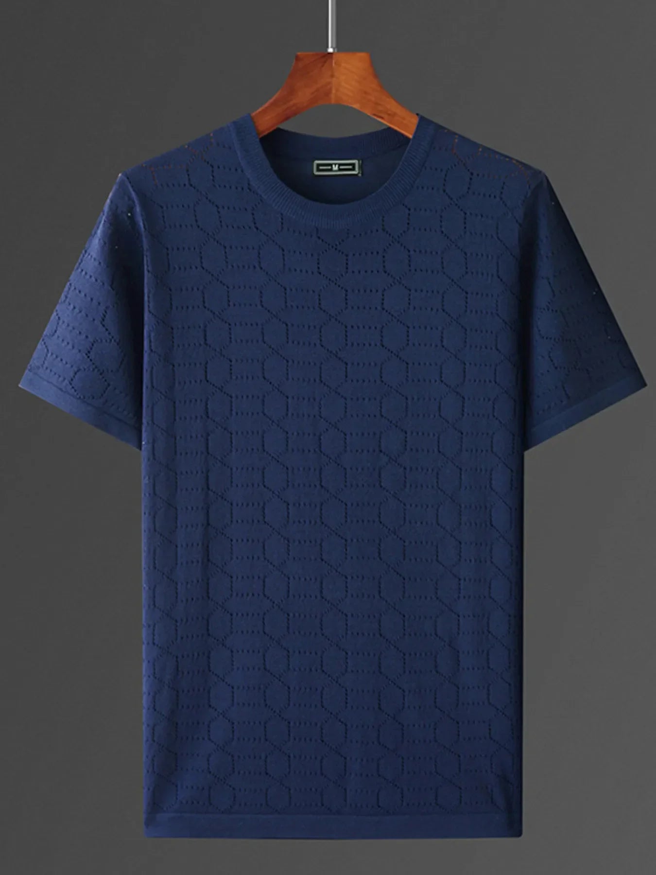 Men's Plus Size Round Neck Short Sleeve T-Shirt Navy / M