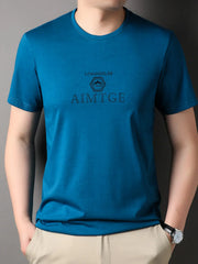 Men's Plus Size Round Neck Short Sleeve T-Shirt Peacock  Blue / M