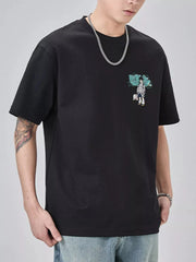 Men's Plus Size Round Neck Short Sleeve T-Shirt Phantom Black / M