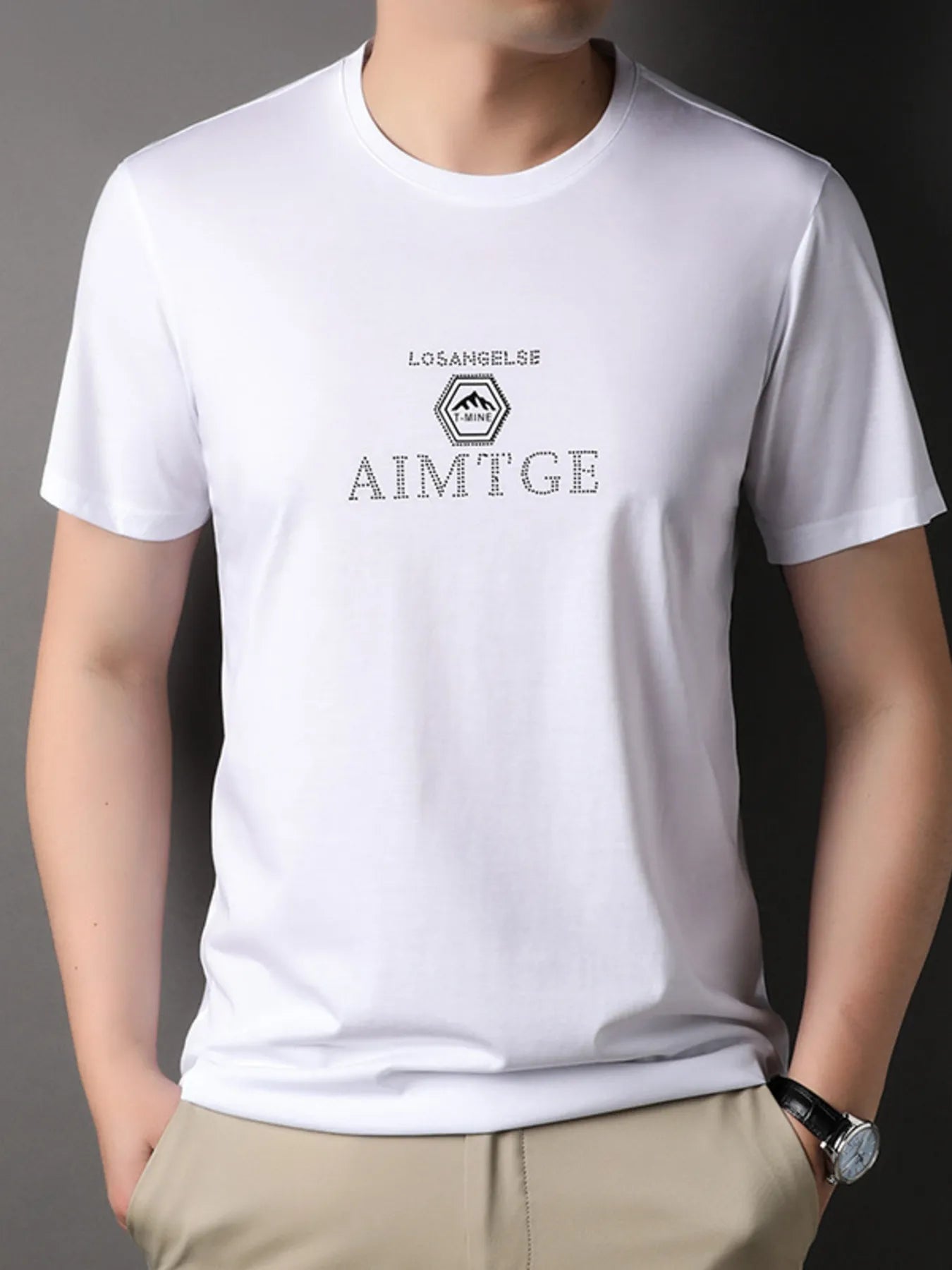 Men's Plus Size Round Neck Short Sleeve T-Shirt White / M