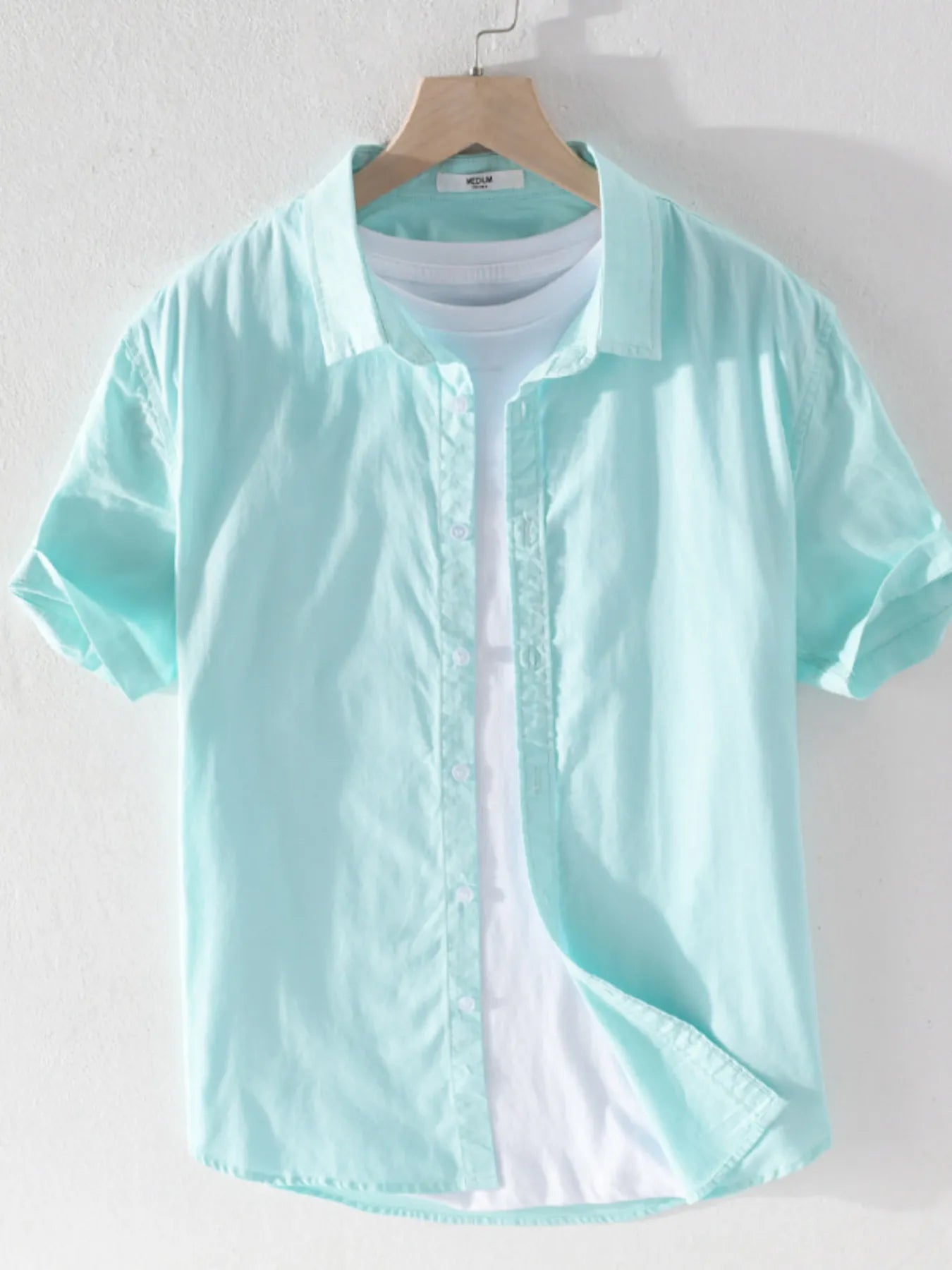 Men's Plus Size Short Sleeve Button-Up Shirt Bean Green / M