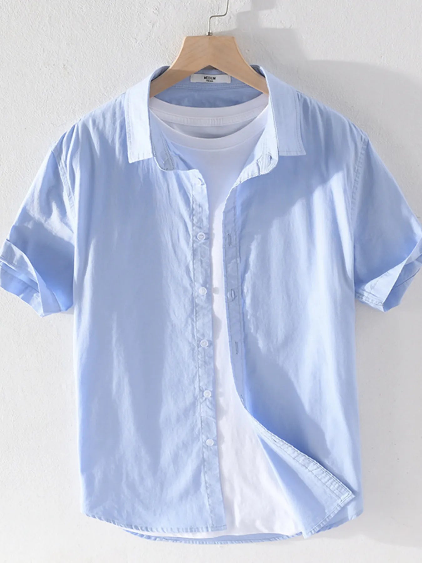 Men's Plus Size Short Sleeve Button-Up Shirt Sky Blue / M