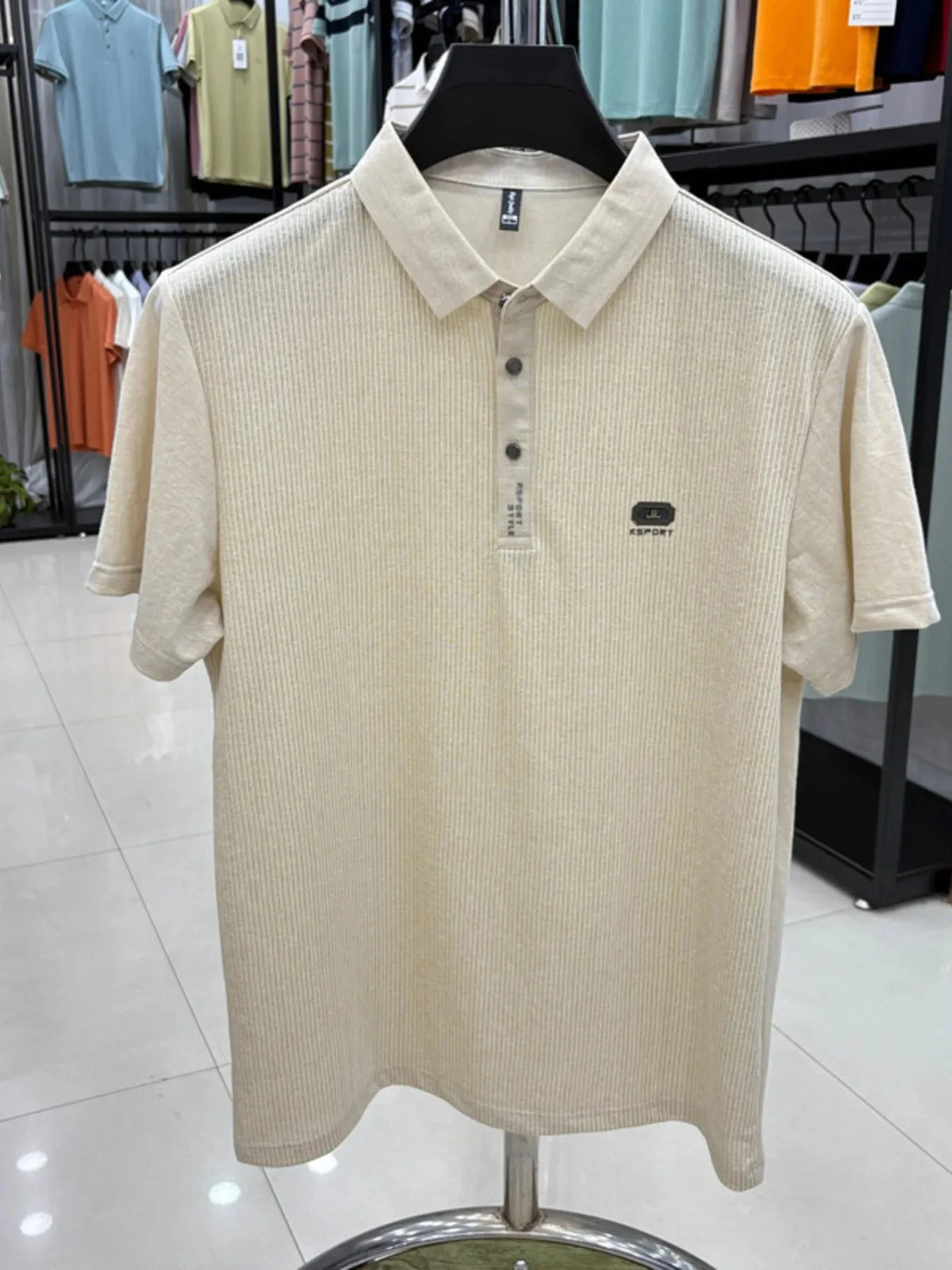 Men's Plus Size Short Sleeve Textured Polo Khaki / M