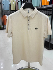 Men's Plus Size Short Sleeve Textured Polo Khaki / M