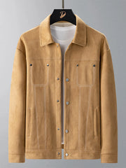 Men's Plus Size Snap Down Long Sleeve Jacket Caramel / M