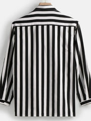 Men's Plus Size Striped Button Up Long Sleeve Shirt