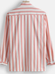 Men's Plus Size Striped Button Up Long Sleeve Shirt