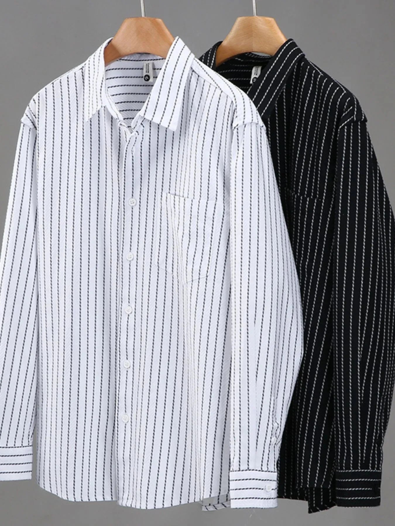 Men's Plus Size Striped Button Up Long Sleeve Shirt
