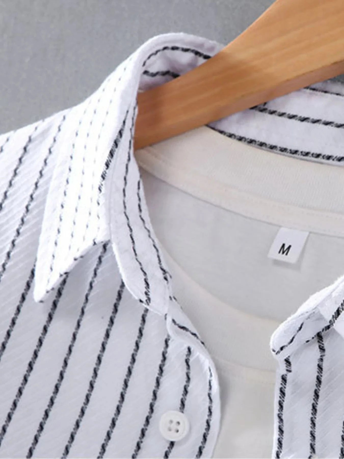 Men's Plus Size Striped Button Up Long Sleeve Shirt