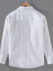 Men's Plus Size Striped Button Up Long Sleeve Shirt