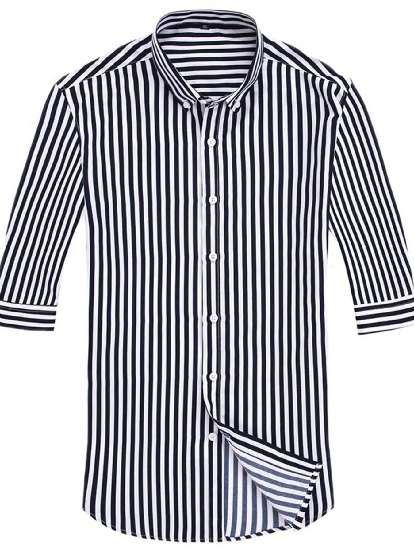 Men's Plus Size Striped Button Up Long Sleeve Shirt