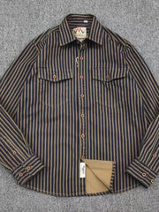 Men's Plus Size Striped Button Up Long Sleeve Shirt Sapphire Strip / M
