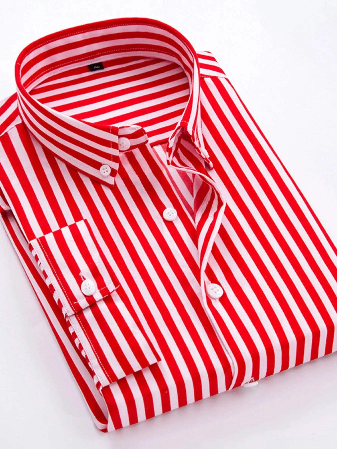 Men's Plus Size Striped Button Up Long Sleeve Shirt Watermelon Red / M
