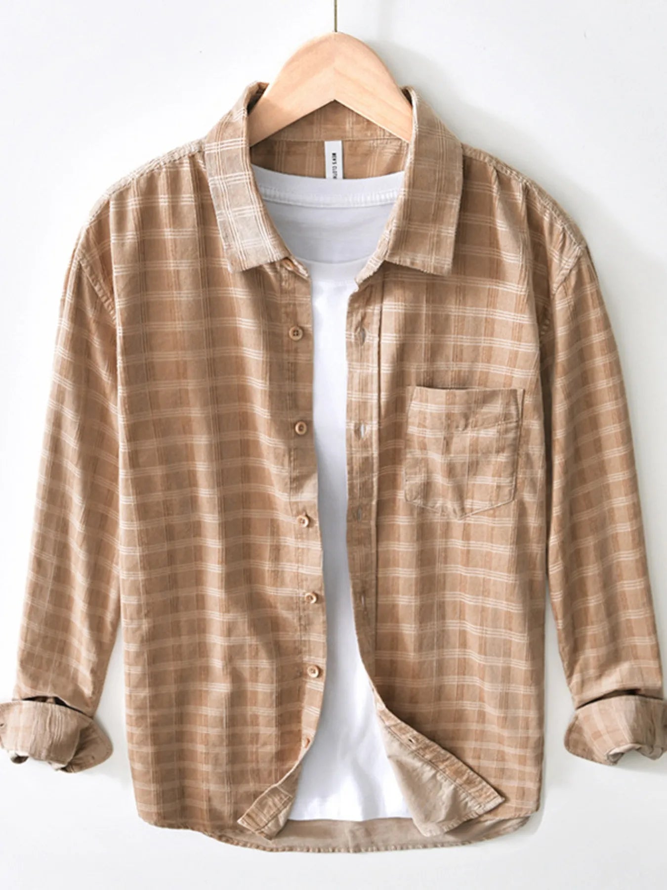 Men's Plus Size Striped Button-Up Shirt Apricot / M