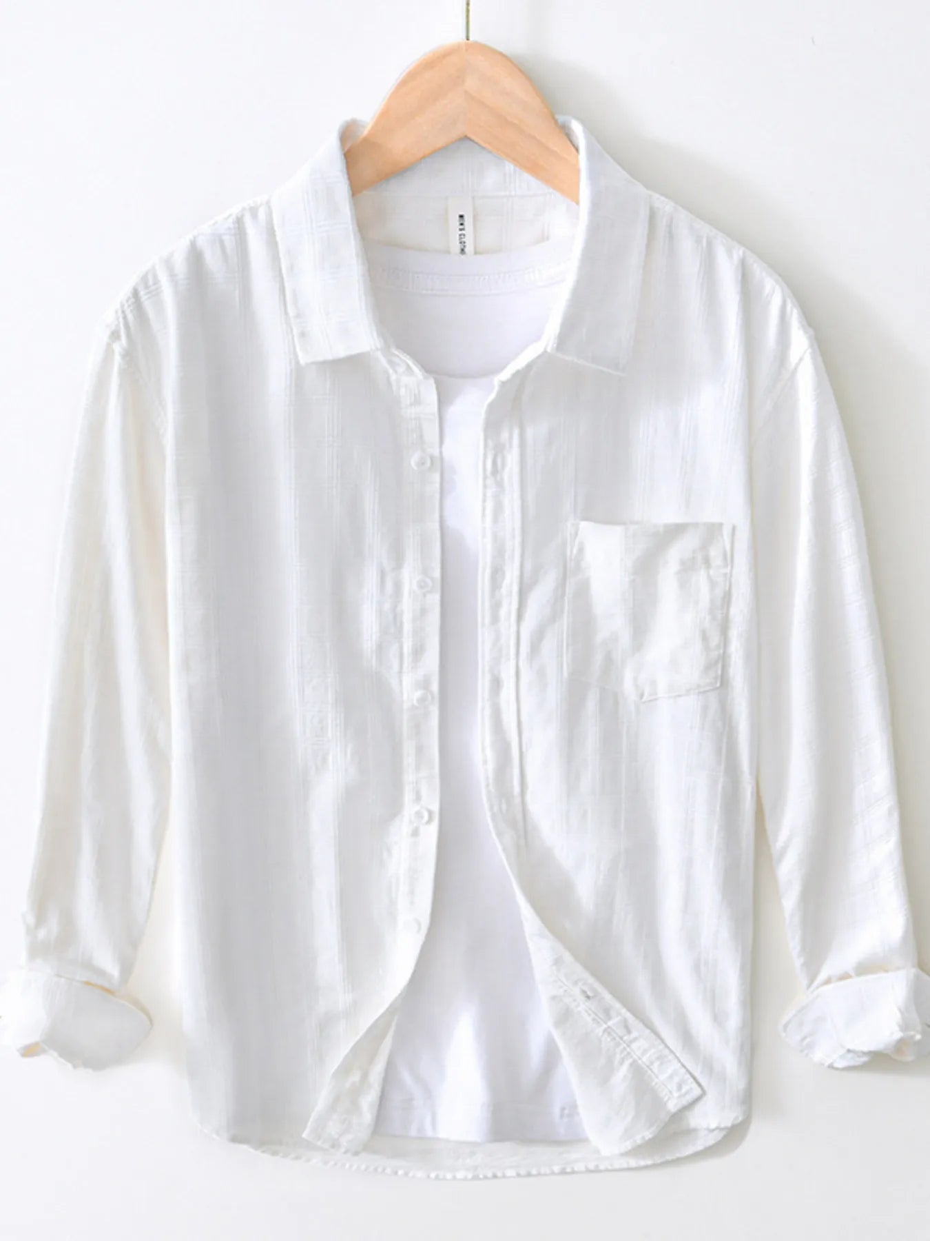 Men's Plus Size Striped Button-Up Shirt White / M