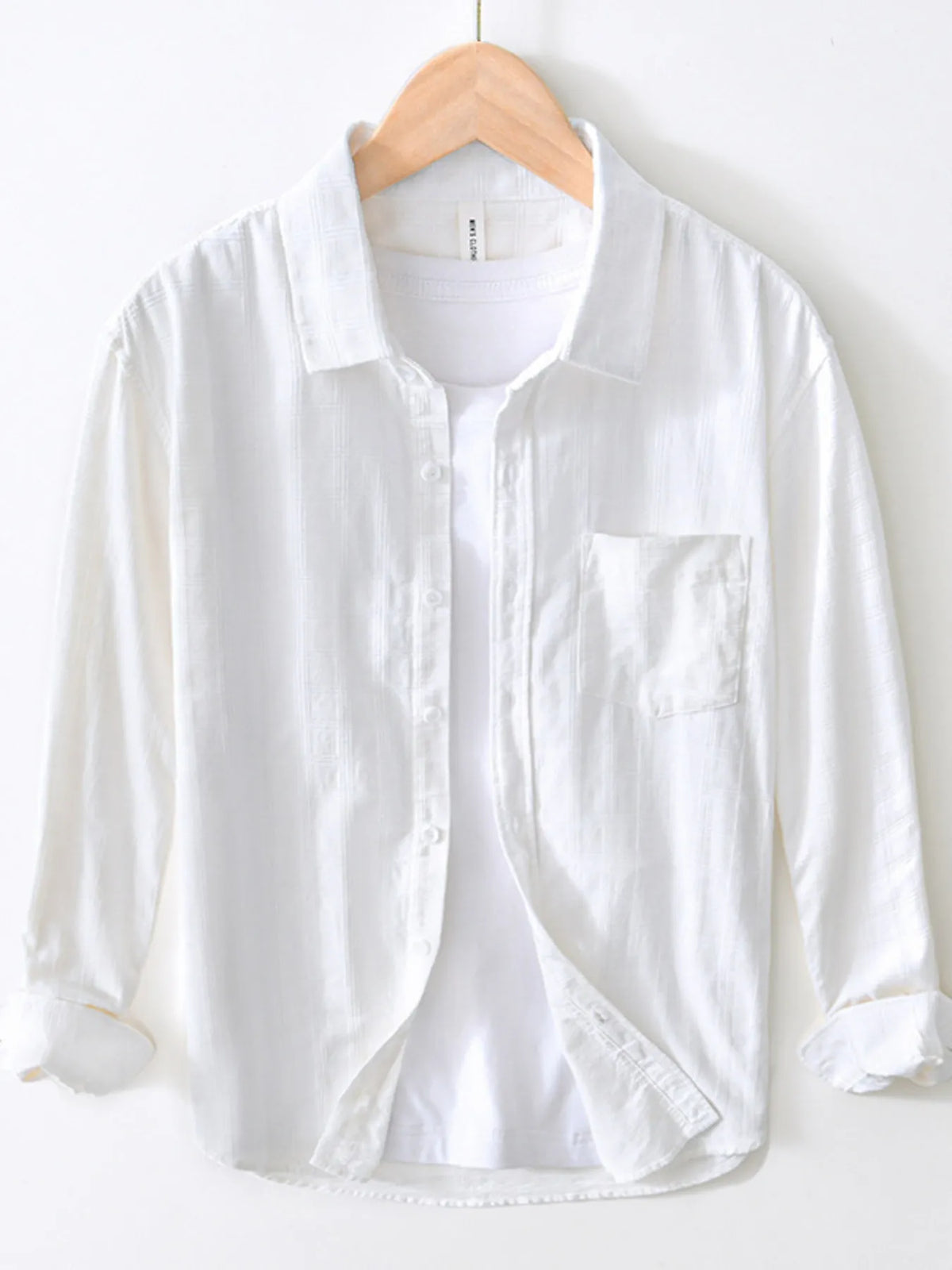 Men's Plus Size Striped Button-Up Shirt White / M