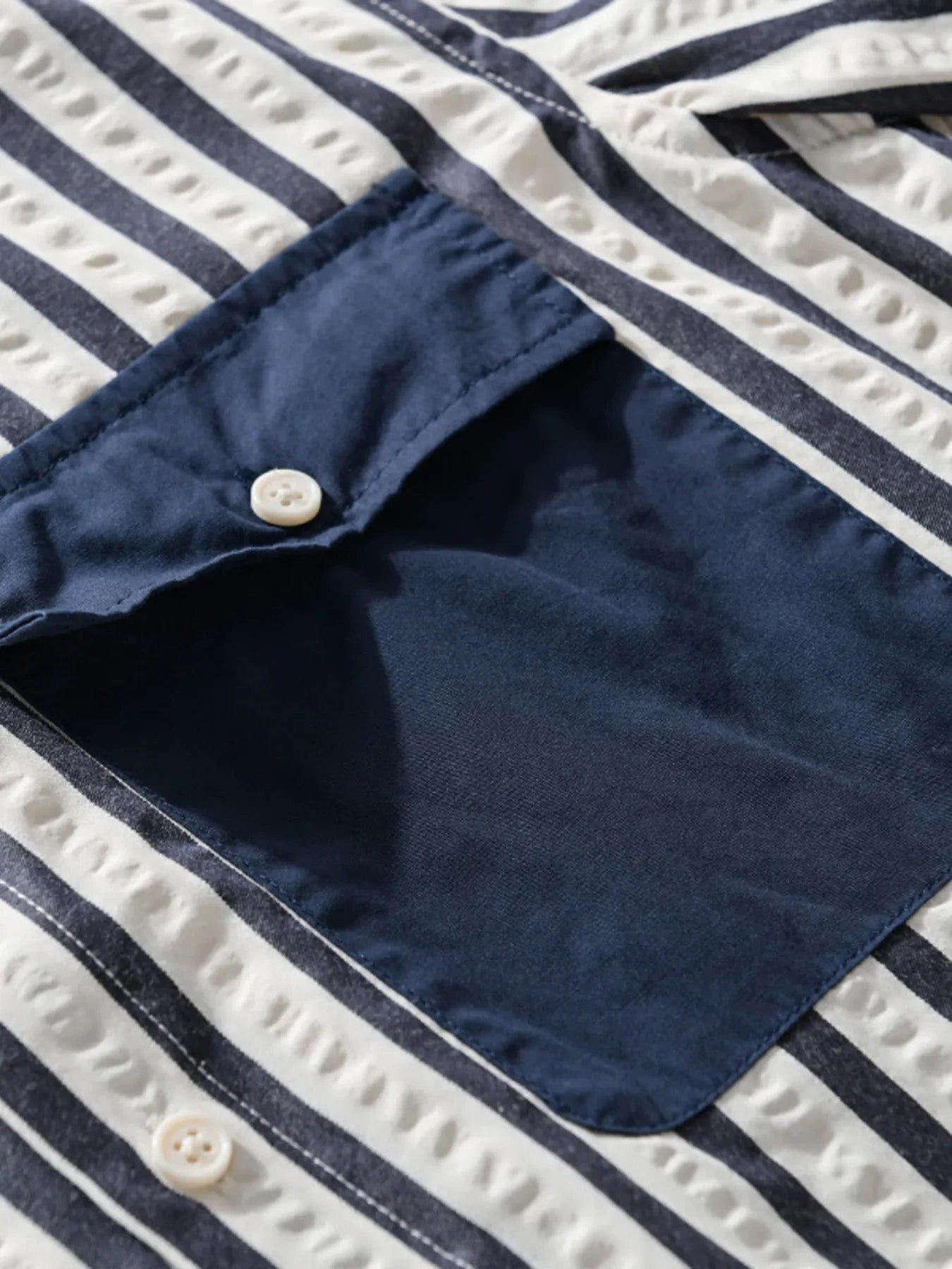 Men's Plus Size Striped Button Up Short Sleeve Shirt