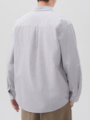 Men's Plus Size Striped Casual Button-Down Shirt