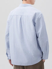 Men's Plus Size Striped Casual Button-Down Shirt