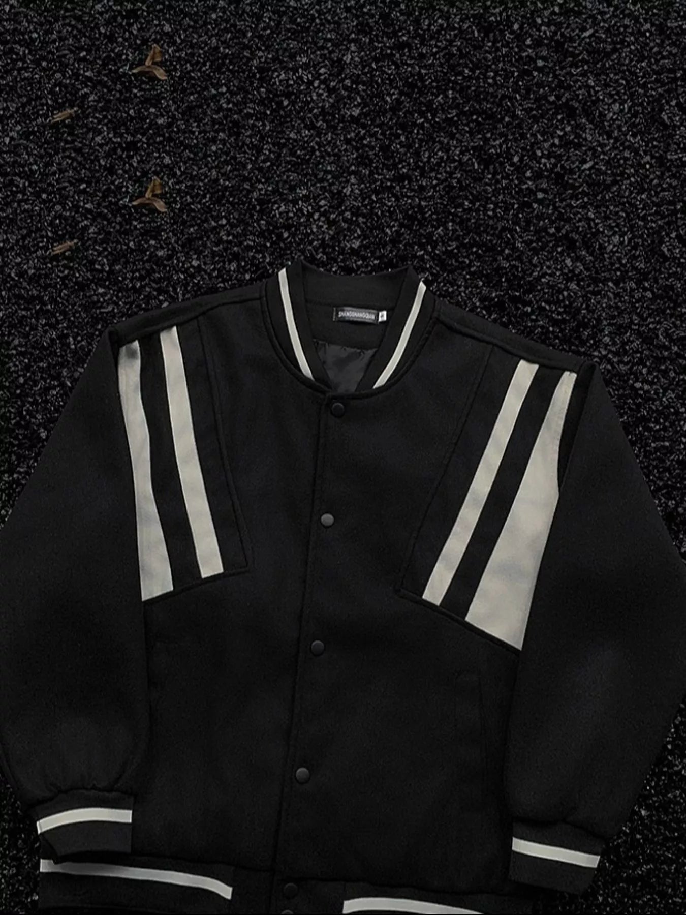 Men's Plus Size Striped Long Sleeve Jacket Black / M