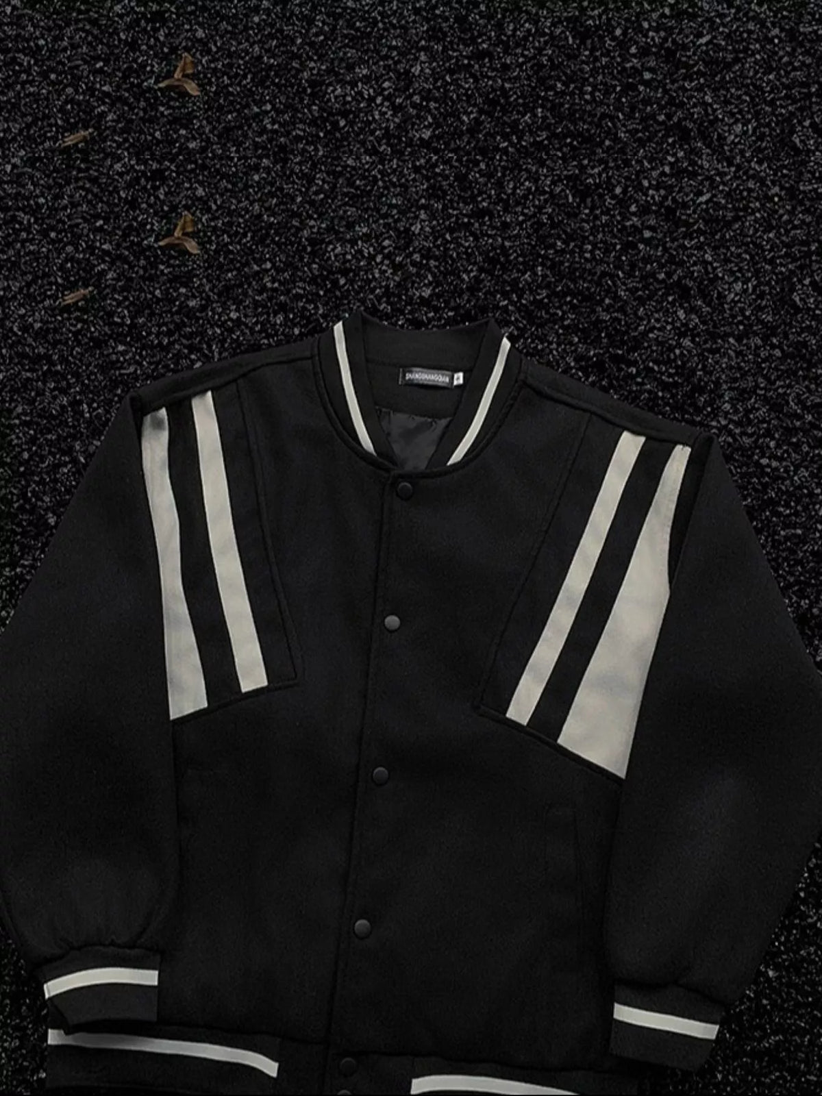 Men's Plus Size Striped Long Sleeve Jacket Black / M