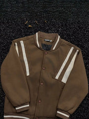 Men's Plus Size Striped Long Sleeve Jacket Coffee Brown / M