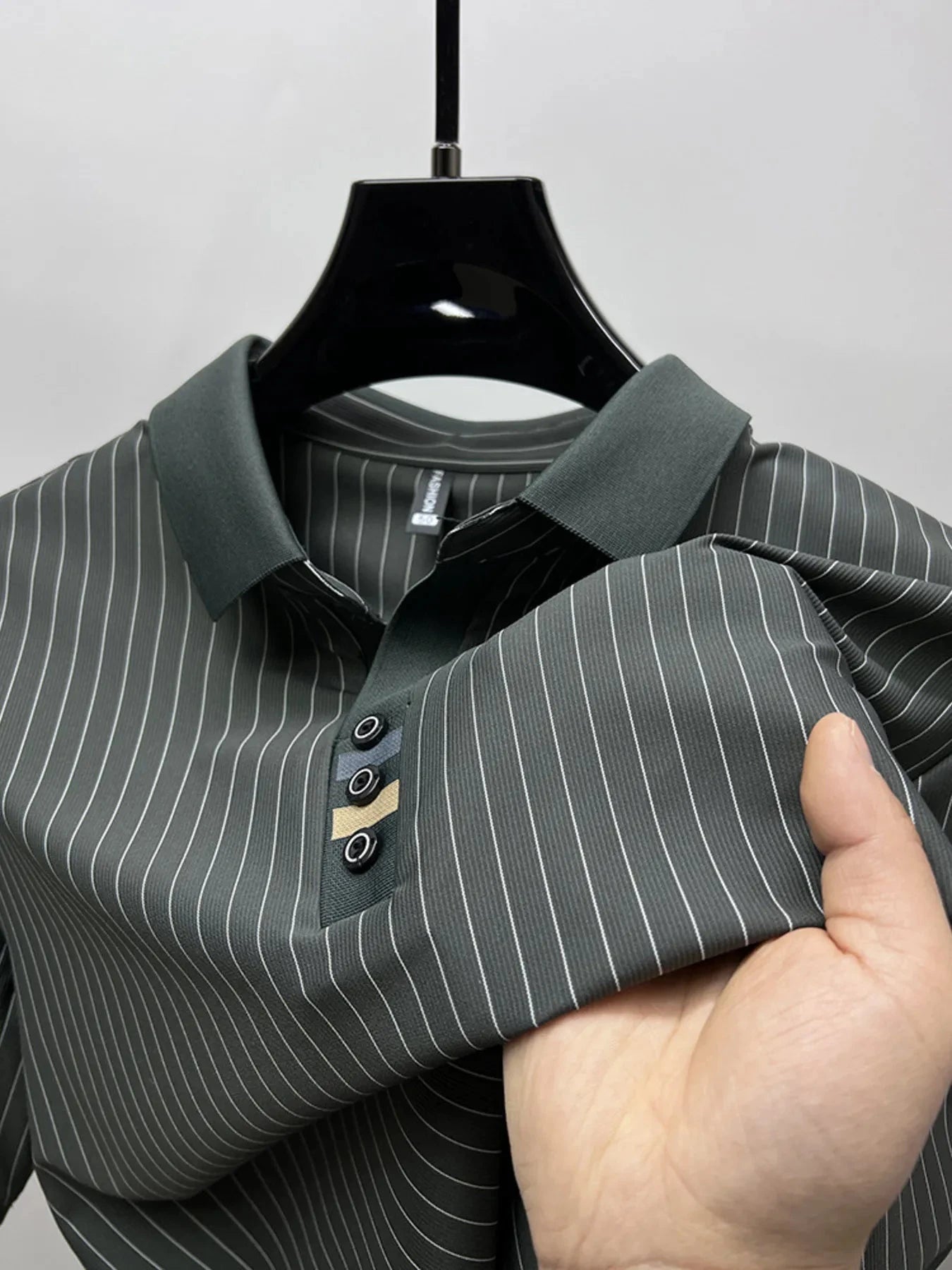Men's Plus Size Striped Short Sleeve Polo