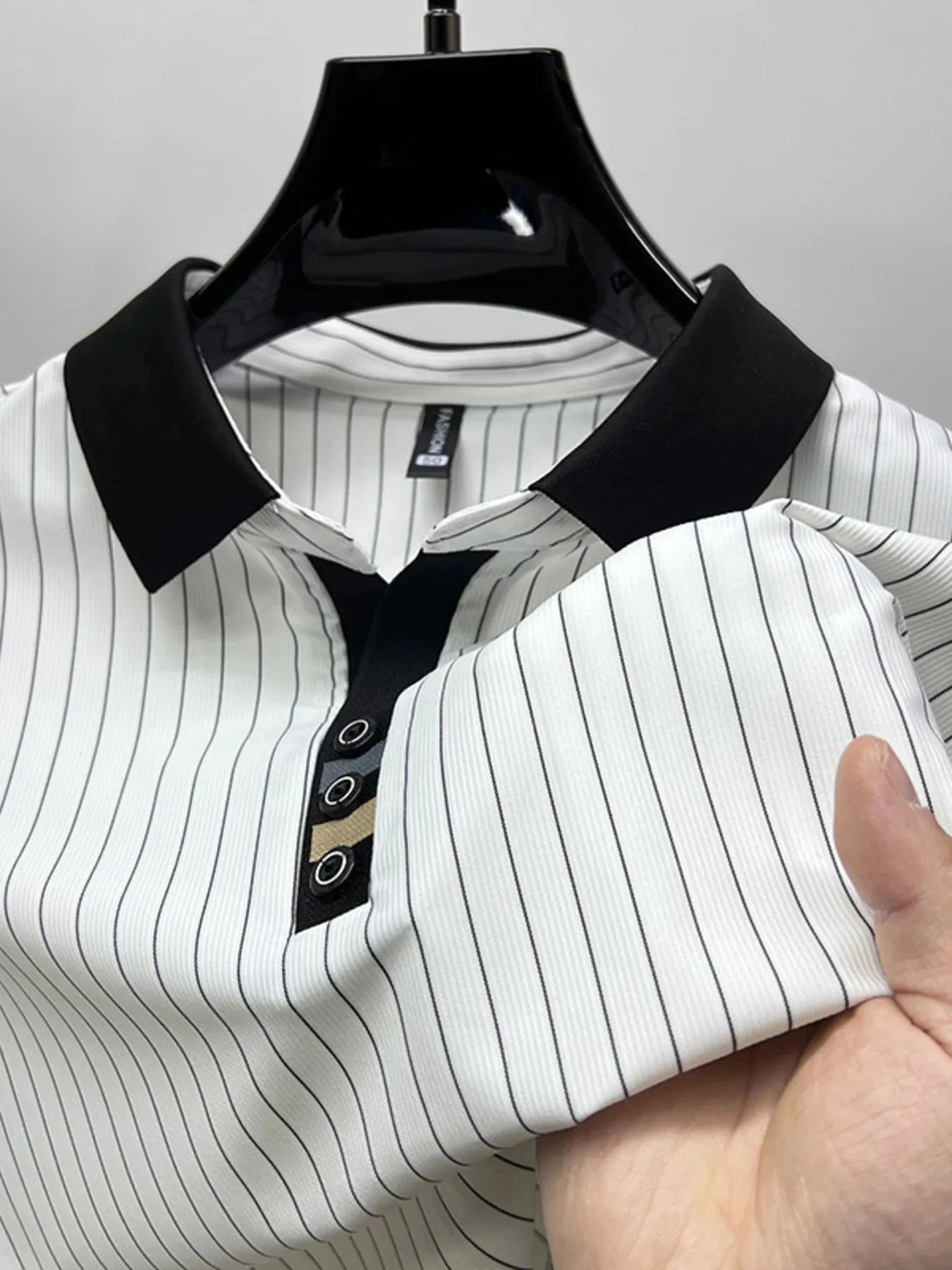 Men's Plus Size Striped Short Sleeve Polo