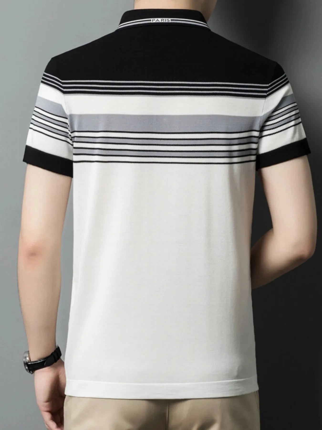Men's Plus Size Striped Short Sleeve Polo