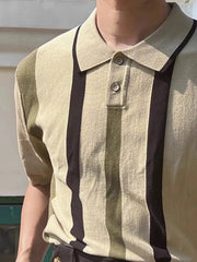 Men's Plus Size Striped Short Sleeve Polo
