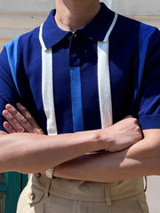 Men's Plus Size Striped Short Sleeve Polo