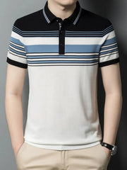Men's Plus Size Striped Short Sleeve Polo Day Orchid / 105