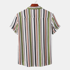 Men's Plus Size Striped Short Sleeve Shirt