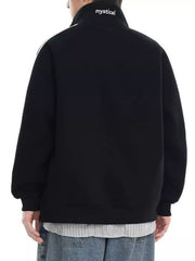 Men's Plus Size Striped Sleeve Zip-Up Sweatshirt