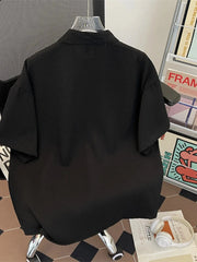 Men's Plus Size Texture Button Up Short Sleeve Shirt