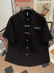 Men's Plus Size Texture Button Up Short Sleeve Shirt Black / M