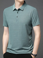 Men's Plus Size Texture Short Sleeve Polo Green / M