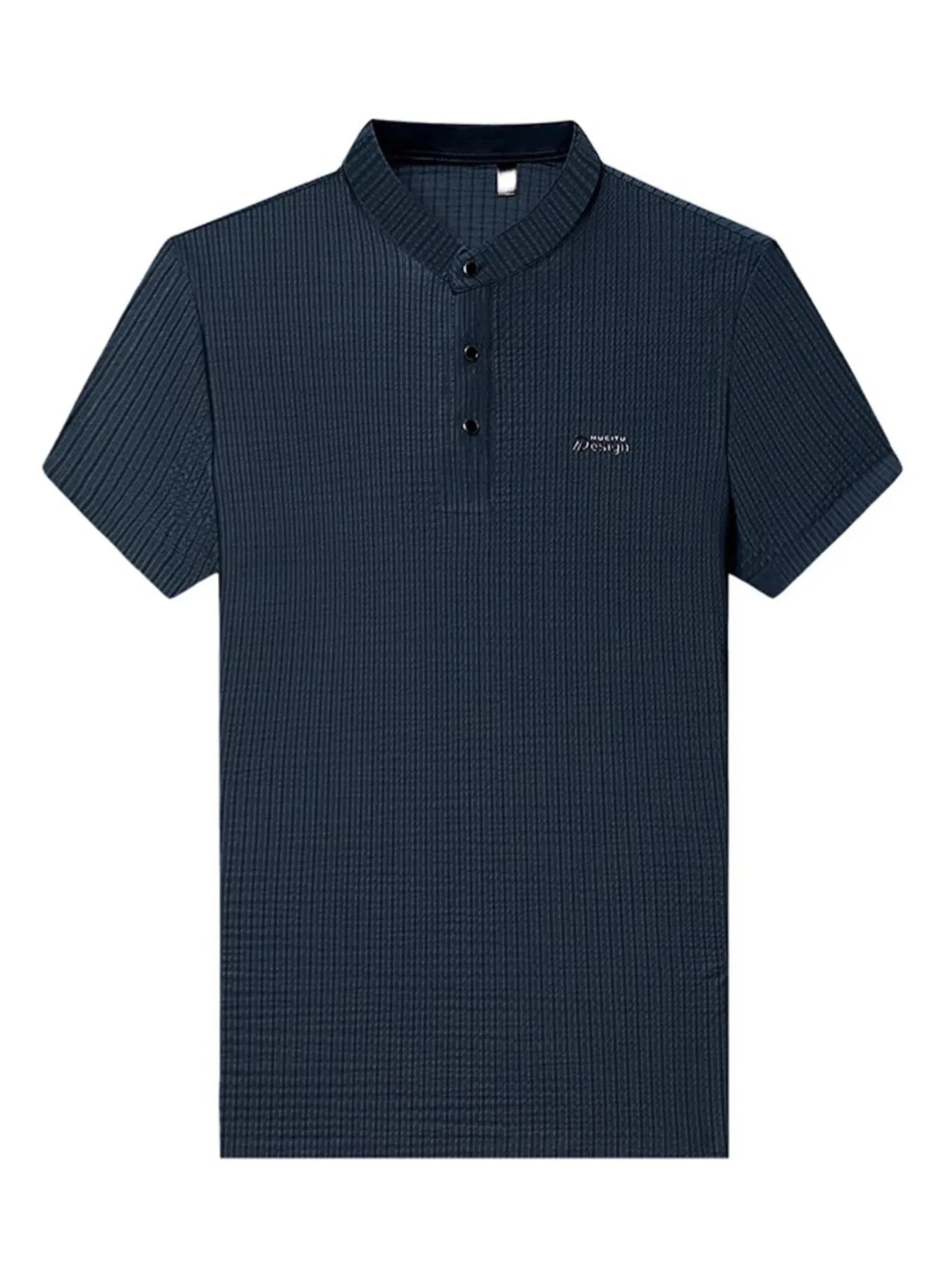 Men's Plus Size Textured Button Detail Short Sleeve Top