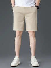 Men's Plus Size Textured Pocketed Shorts Khaki / M