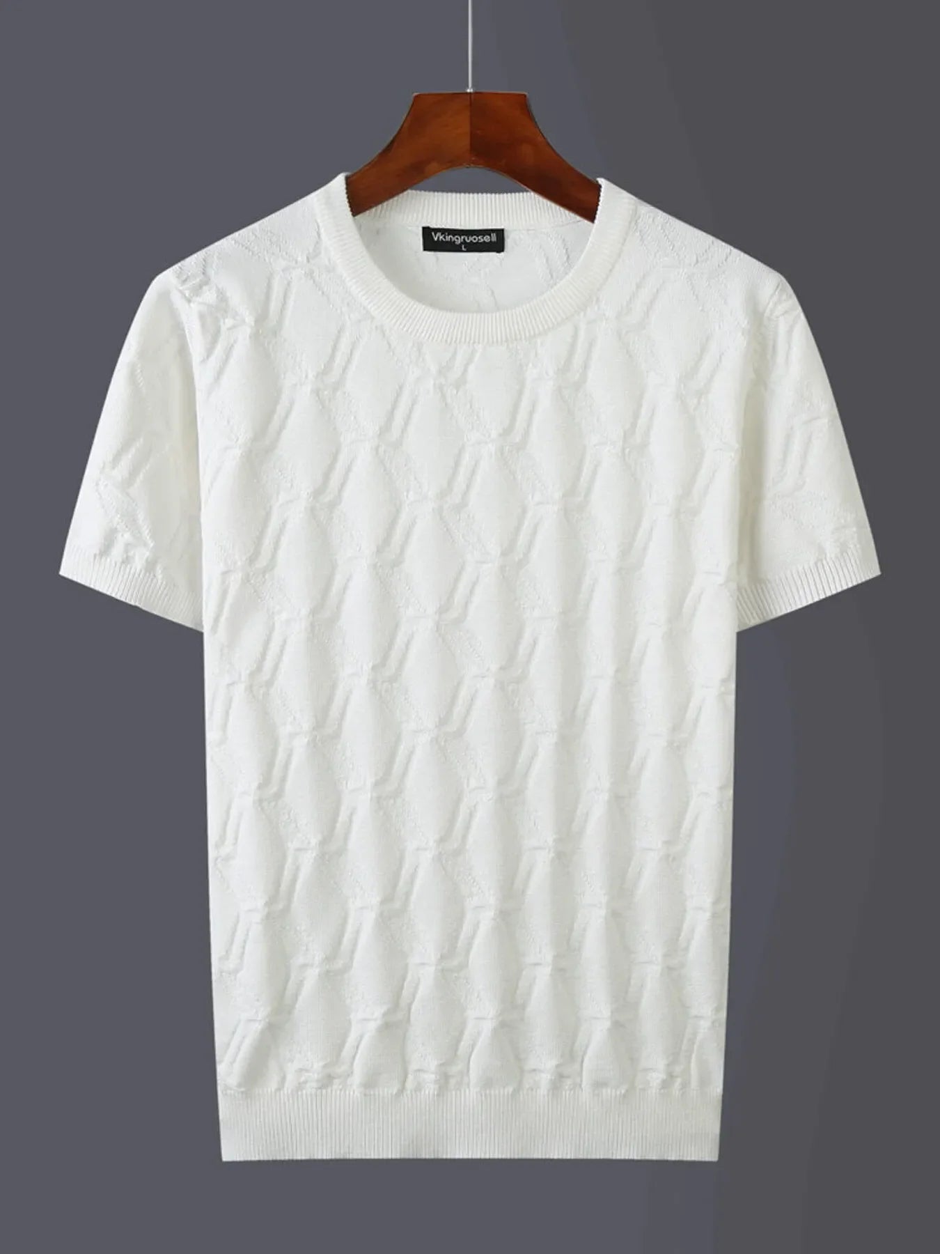 Men's Plus Size Textured Round Neck Short Sleeve Knit Top