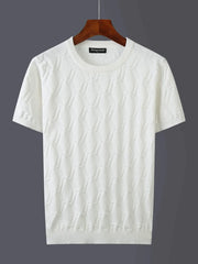 Men's Plus Size Textured Round Neck Short Sleeve Knit Top