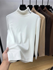 Men's Plus Size Turtleneck Long Sleeve Top Golden Brown / M