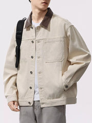 Men's Plus Size Two-Tone Collar Casual Jacket